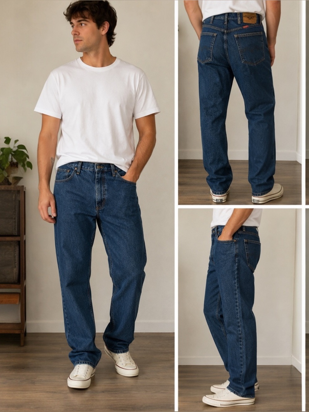 Wrangler Relaxed Fit Jeans Men’s 34x34 Dark Wash Straight Leg Classic Denim